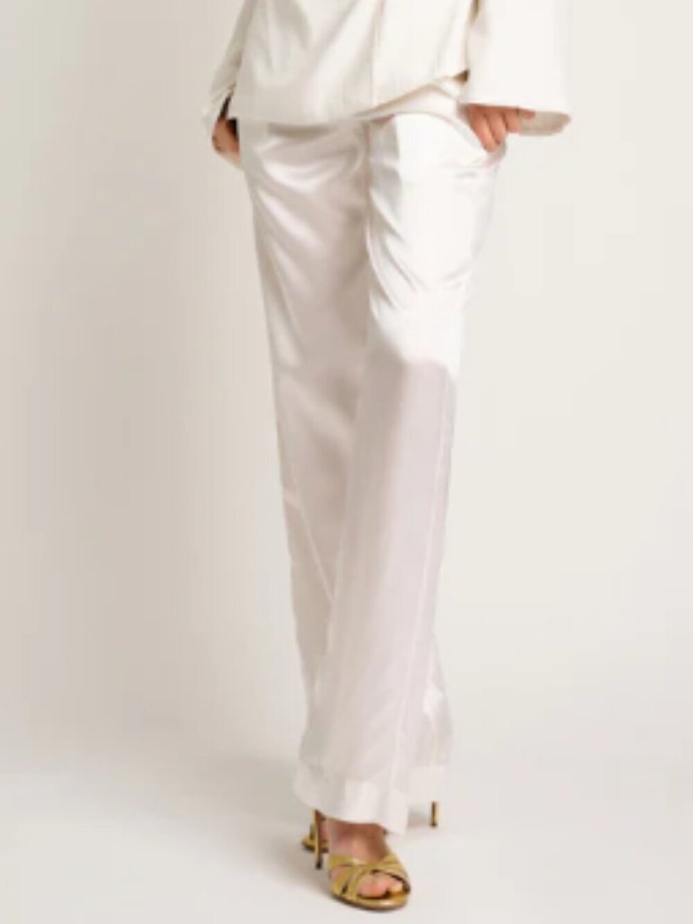 Women’s white silk  Dress Pants - Classic Straight Fit
